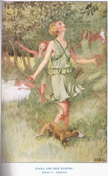 Diana och nymferna, illustration från "The Book of Myths"